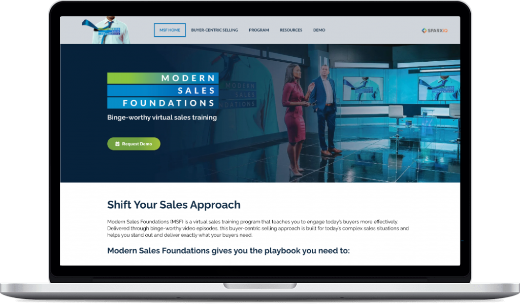Modern Sales Foundations Virtual Sales Training Macbook Website Image