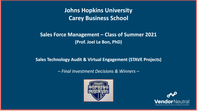 Sales Technology Audit & Virtual Engagement (STAVE) project Winners