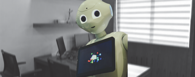 AI Robot Holding an Ipad