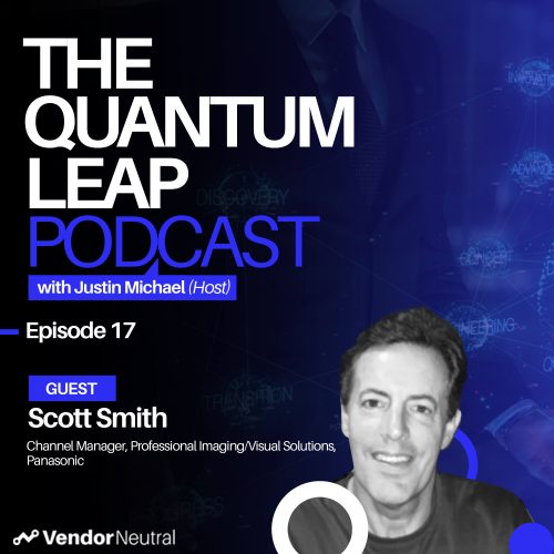 Podcast 3000×3000 (with headshot) – Ep 17 Leveraging Sales Technology in Enterprise Channel Sales | Start by identifying the problems you’re trying to solve Quantum Leap Podcast Image with Scott Smith from Panasonic